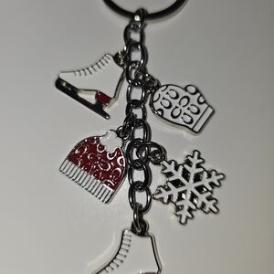 Coach Winter Charm Keychain with Skates and Snowflake